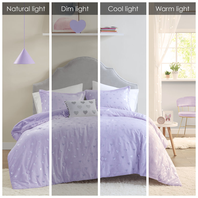 Twin Purple and Silver Microfiber Comforter Set