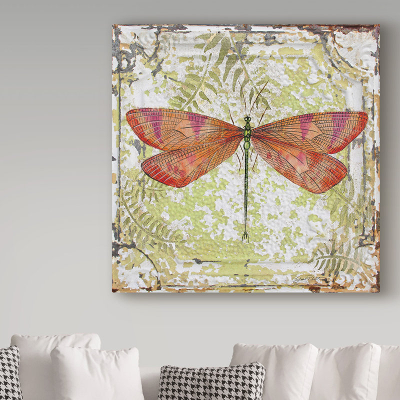 Jean Plout " Dragonfly On Tin Tile 3 " by Jean Plout, 35" H x 35" W x 2" D