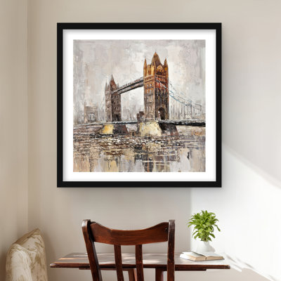 London Tower Bridge Beige Bedroom Matted Print | Home Decor