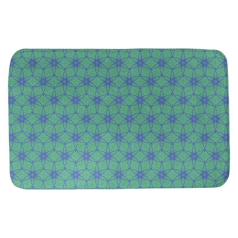 Tapis de bain cercles ornés Mcguigan, l 21 po x L 34 po, Vert / bleu