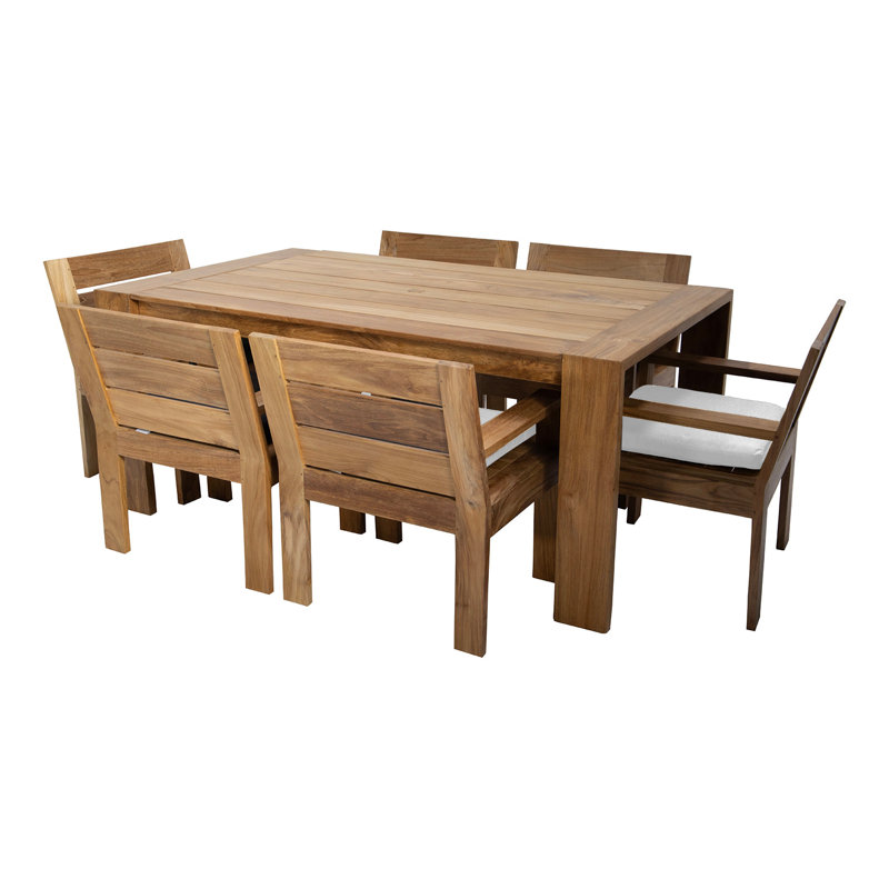 Ensemble de salle à manger 7 pièces Pacific Teak avec table de salle à manger 42 "x 72", Taupe