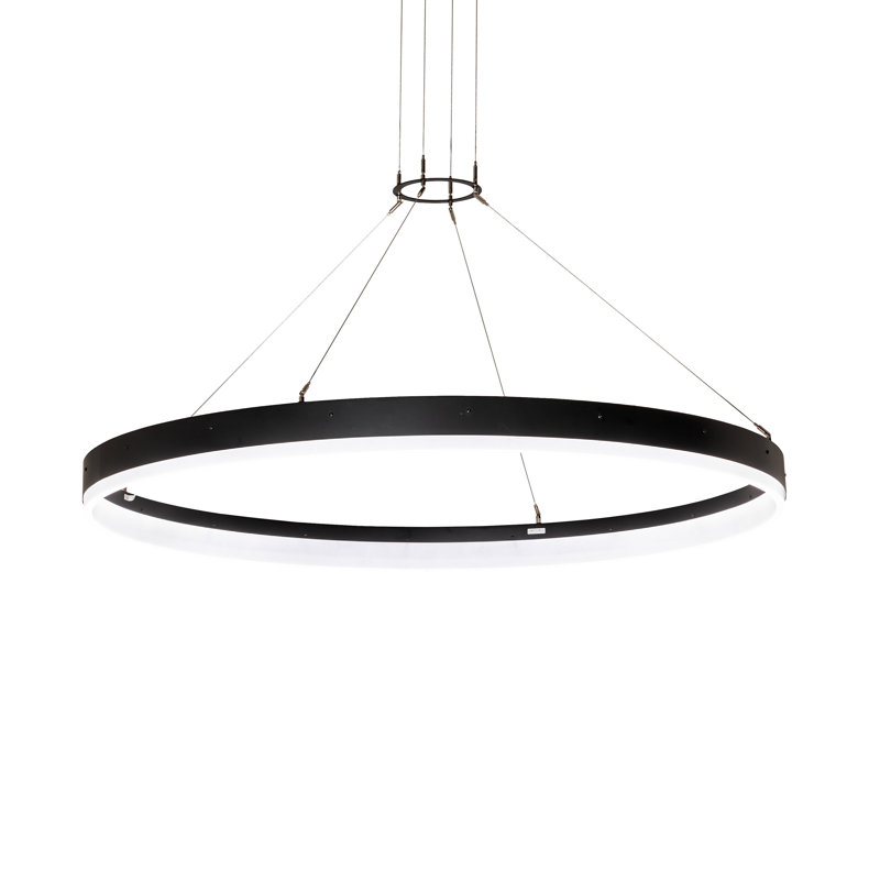 108" Textured Black LED Pendant Light with White Idalight Shade