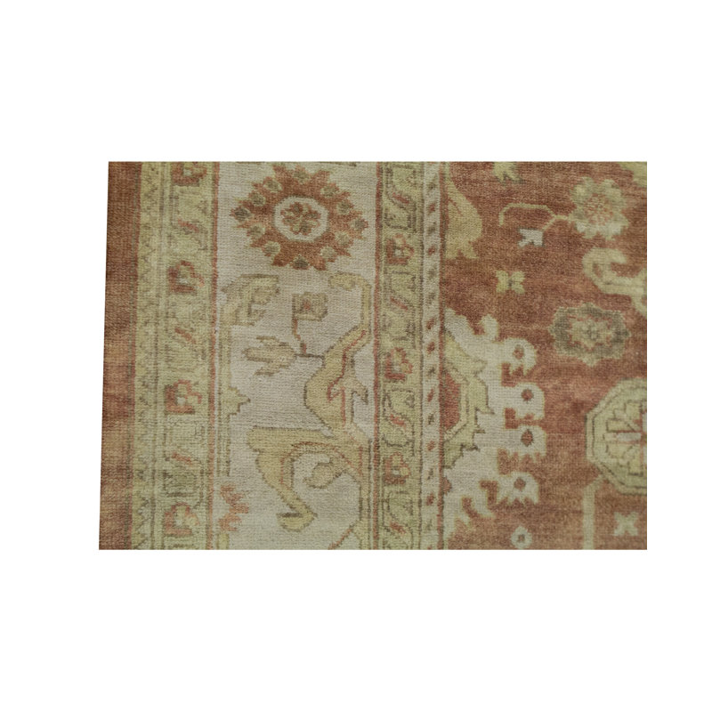 Tapis rouille et ivoire de haute qualité noué à la main, Rectangulaire 8 pi 1 po x 9 pi 10 po