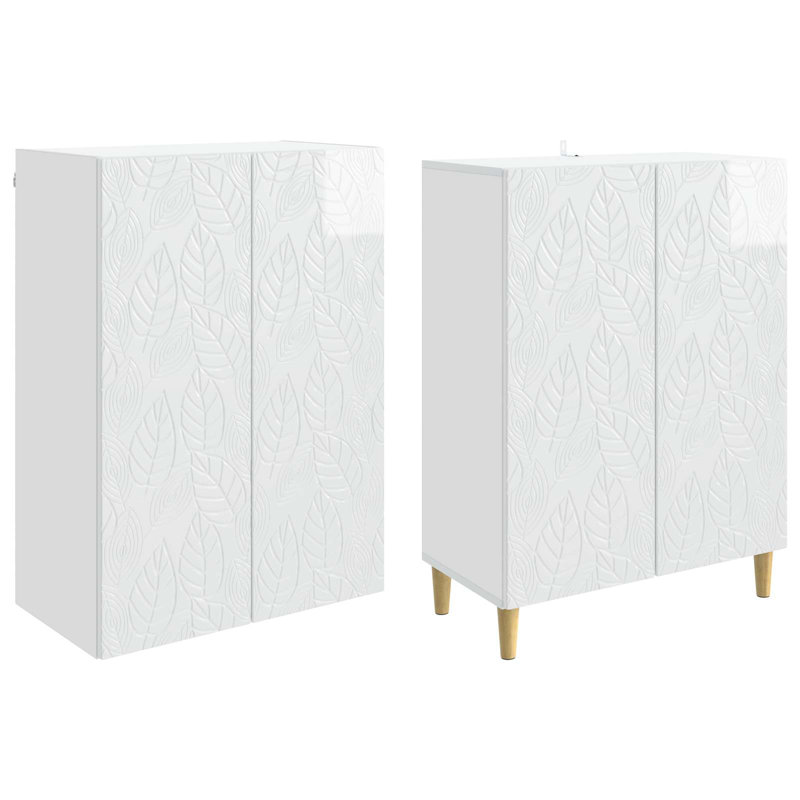 4 -Door 4 -Shelf Storage Cabinet, High Gloss White
