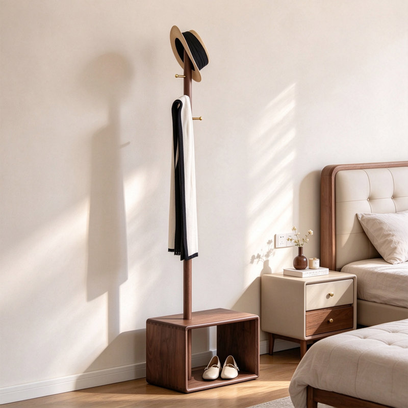 Portemanteau avec rangement en noyer noir