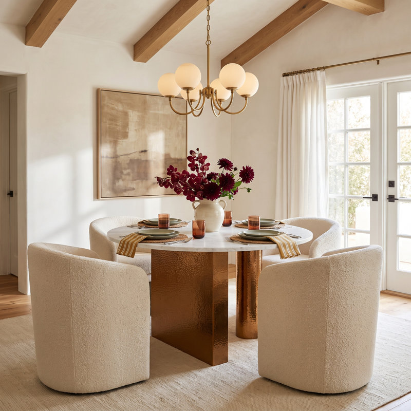 Hemlock Round Marble Top with Iron Base Dining Table