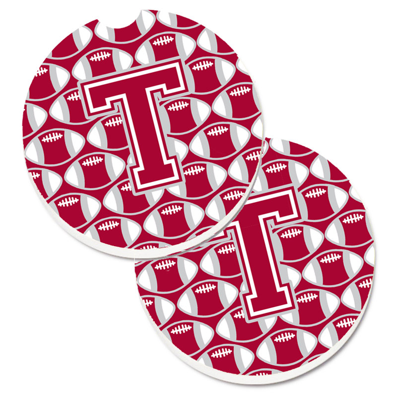 Sous-verre de football, T, Rouge / Blanc
