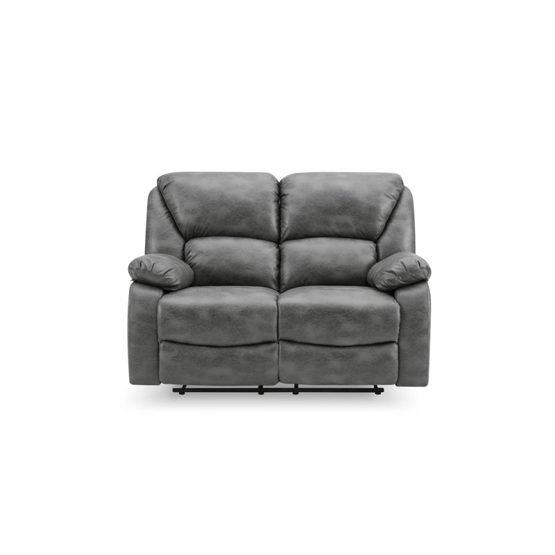 Rivka 2 Seater Faux Leather Reclining Sofa, Dark Grey