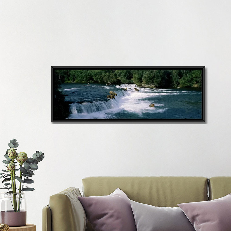 Bears Fish Brooks Fall Katmai AK par Panoramic Images - Giclée sur toile tendue avec châssis, H 24 po x l 72 po x P 1,5 po