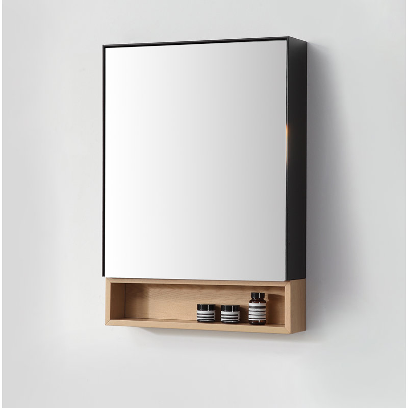 Bergen 24" Medicine Cabinet, Matte Black/Whitewash Oak