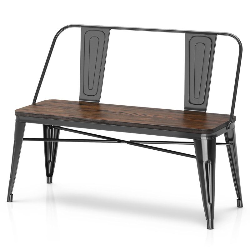 Banc en métal Absolom, Noir lustré