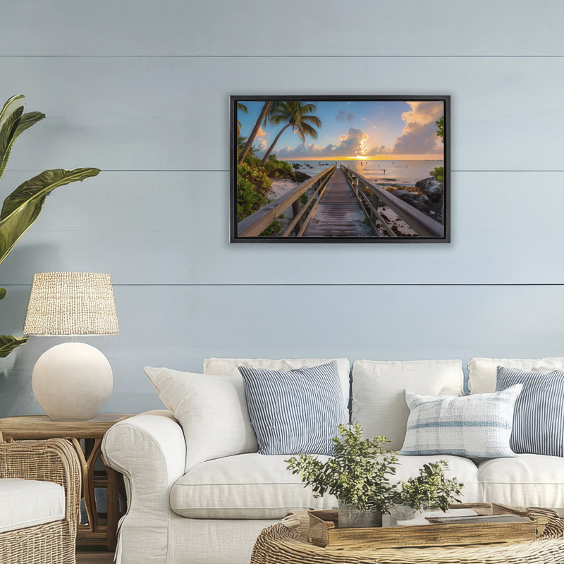 Cadre flottant Tropical Beach Dock, design par LSR Creative Studio, Cadre flottant noir de jais, H 21 po x l 31 po