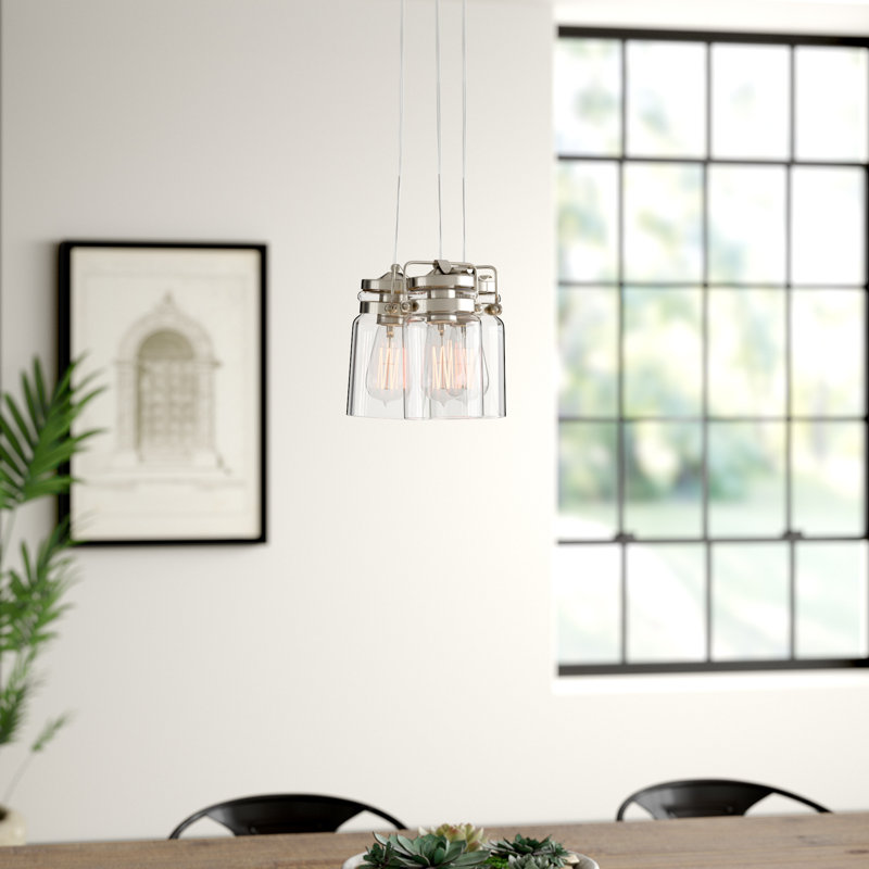 Luminaire suspendu en pot à 3 lumières Sue, Nickel brossé