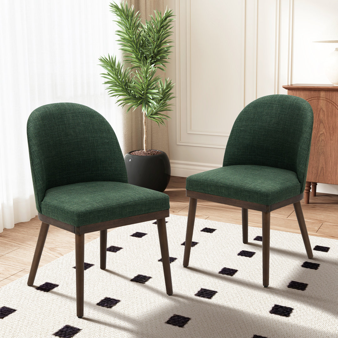 Wide Cushioned Solid Wood Dining Chairs (Set of 2) George Oliver Upholstery 