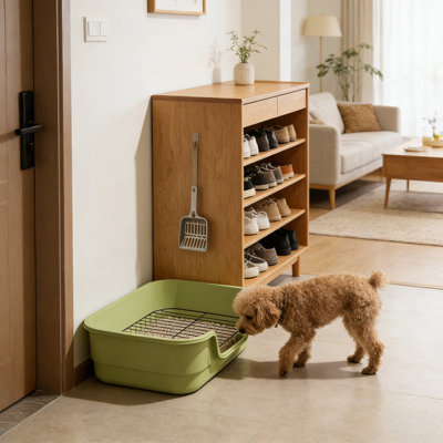 Toilette à haut mur pour chien, 19,29 x 14,96 x 5,12 pouces, vert