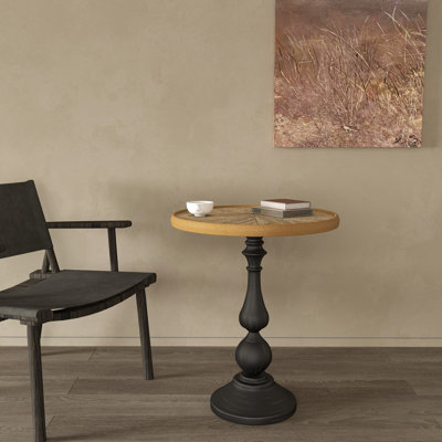 Table ronde en bois à des fins décoratives - Rehausse l'ambiance du métal et du bois