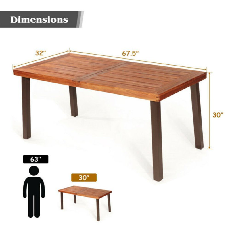 Table rectangulaire en bois d'acacia Caydren