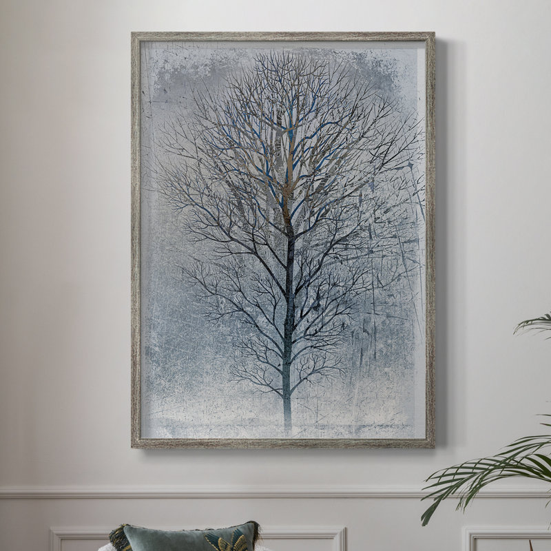 Silver Tree Framed Print - Solid Wood, 11" H x 9" W