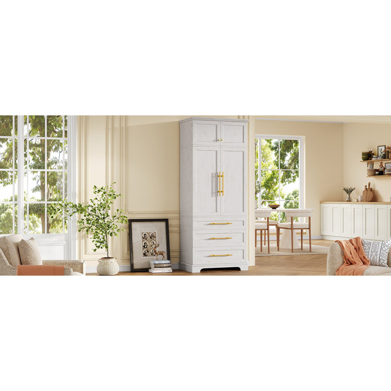 Tall Farmhouse Kitchen Pantry Cabinet, White