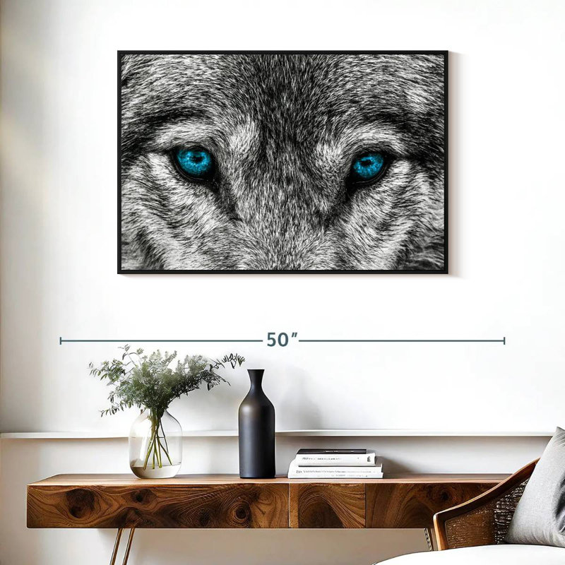 Loup frais, Cadre flottant noir, 37 po x 25 po