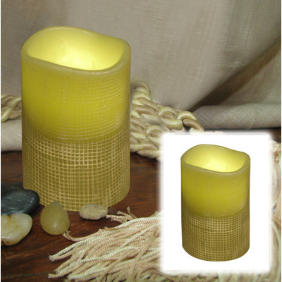 Lattice Battery Operated Flameless LED Lighted Flickering Wax Pillar Candle
