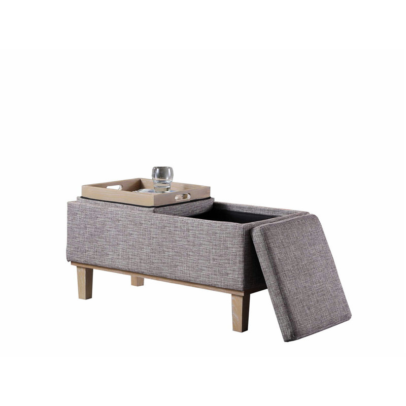 Banc de rangement rembourré Rafal, Gris