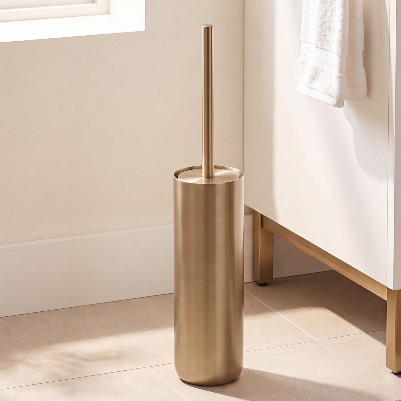 Modo Toilet Brush and Holder, Brass
