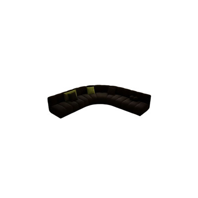 Curved L-shaped corner negotiating sofa