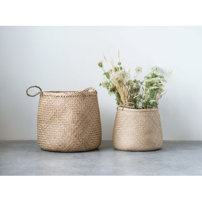 Round Seagrass Storage Baskets with Handles