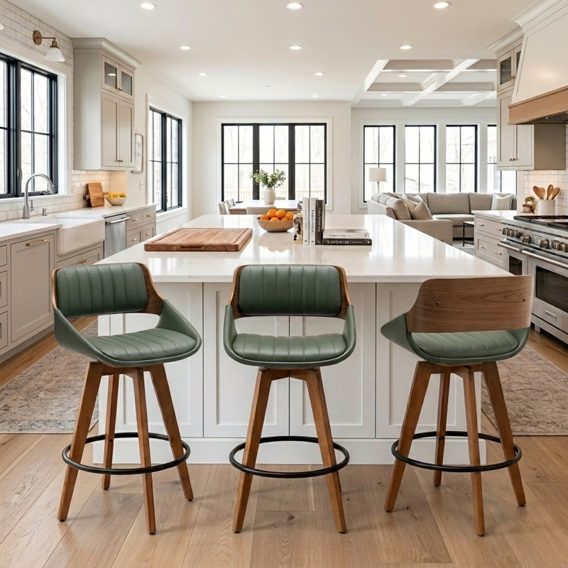 Omar 66cm Swivel Bar Stool, Green