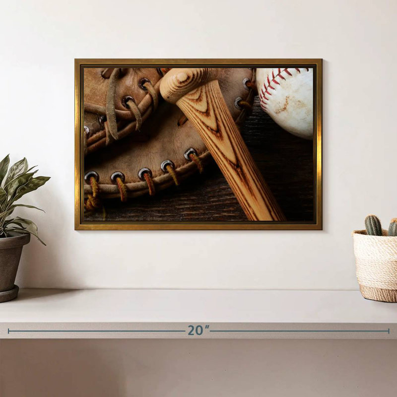 Old Old Baseball Stuff, Cadre flottant doré, 13 po x 9 po