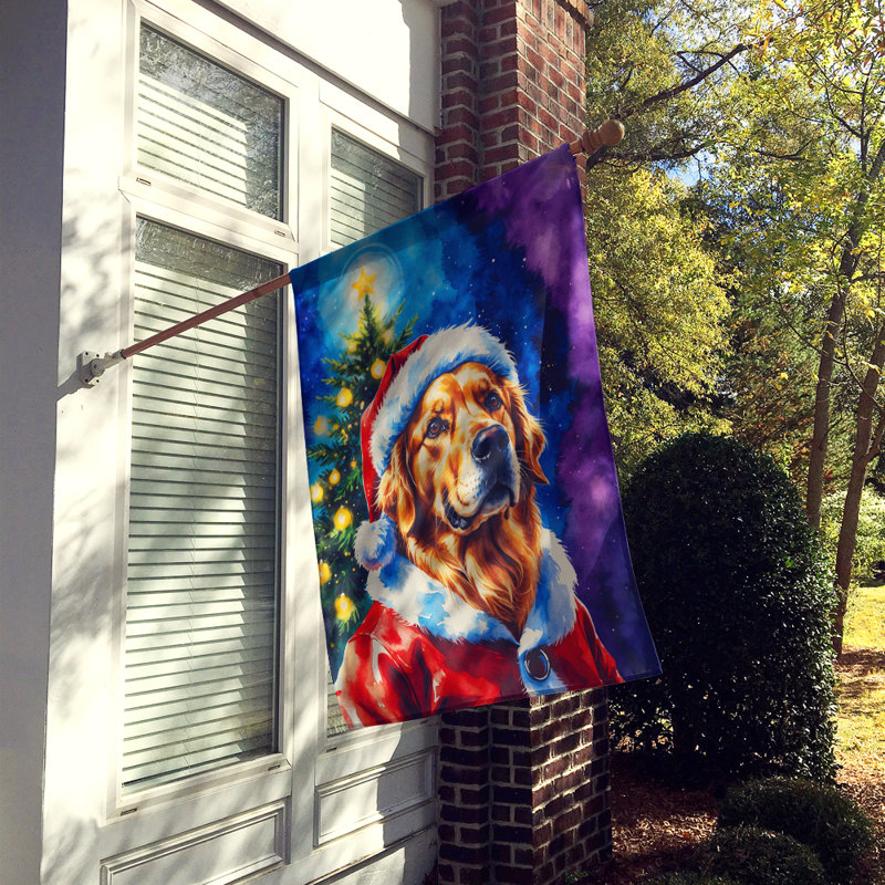 Chocolate Poodle Christmas House Flag, Golden Retriever