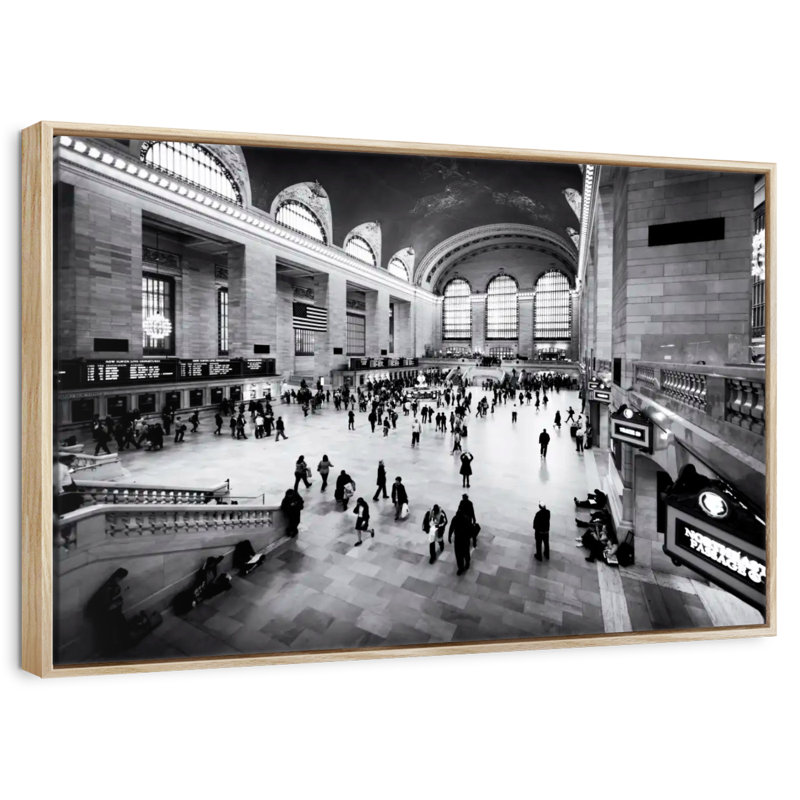 Grand Grand Central, 25 po x 17 po, Cadre flottant en bois naturel
