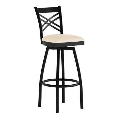 Tabouret de bar pivotant en métal Lomonaco X" avec siège rembourré en vinyle