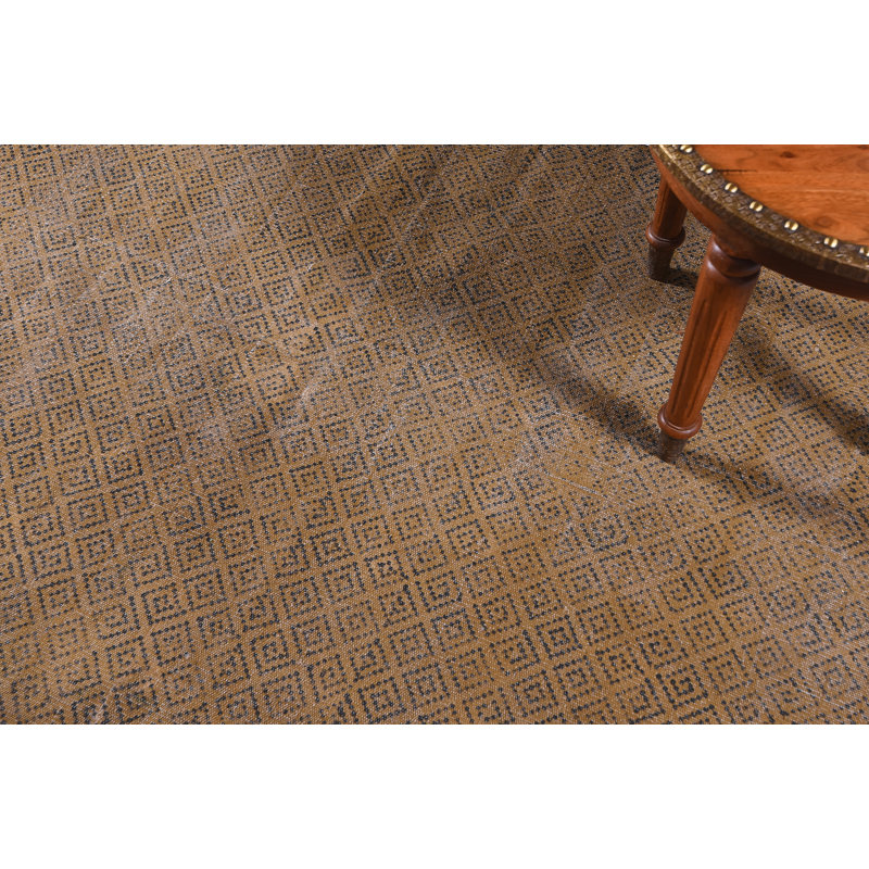 Tapis brun en coton tissé à plat à la main à motif géométrique Pepinn, Rectangle de 3 pi x 5 pi