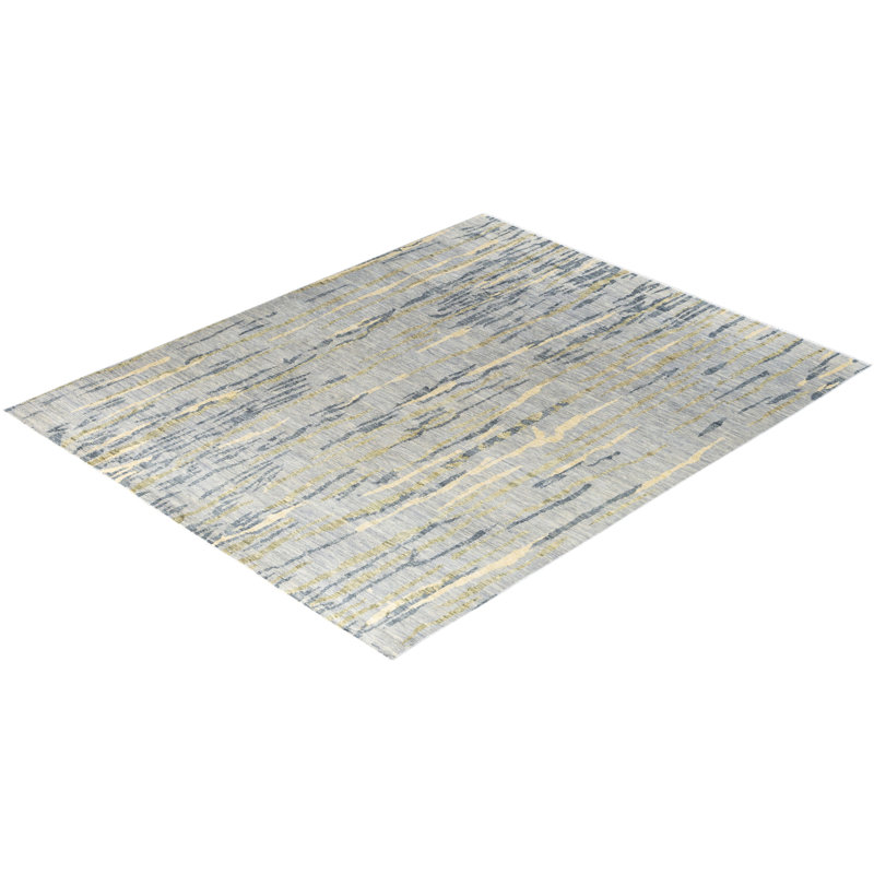 Tapis moderne noué à la main de conception unique - gris, 8 pi 4 po x 10 pi 1 po Modern