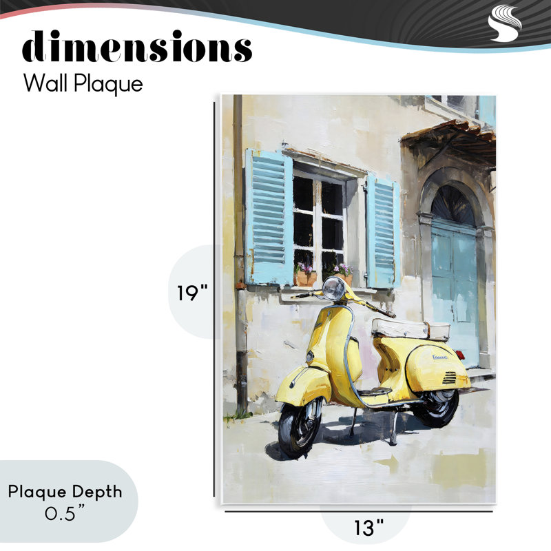 Plaque murale Sunny Day Scooter Ride, par Petal Prints Design, 19 x 13