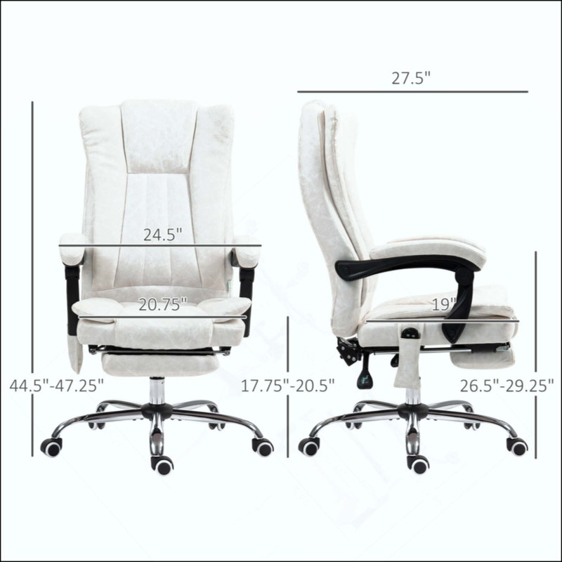 Fauteuil de massage, fauteuil inclinable avec hauteur réglable et repose-pieds