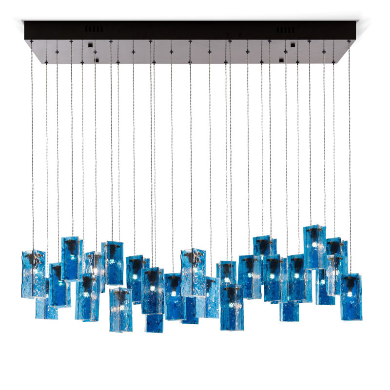 Luminaire suspendu rectangulaire à 26 lumières Krush, Bleu