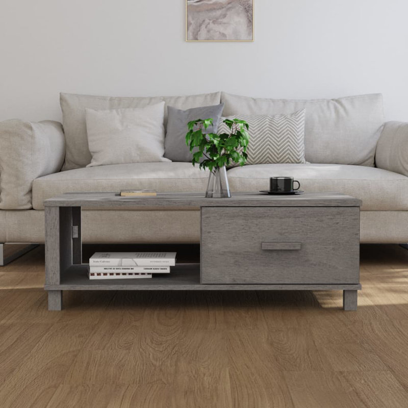 Table basse simple avec rangement Hamar, Gris clair