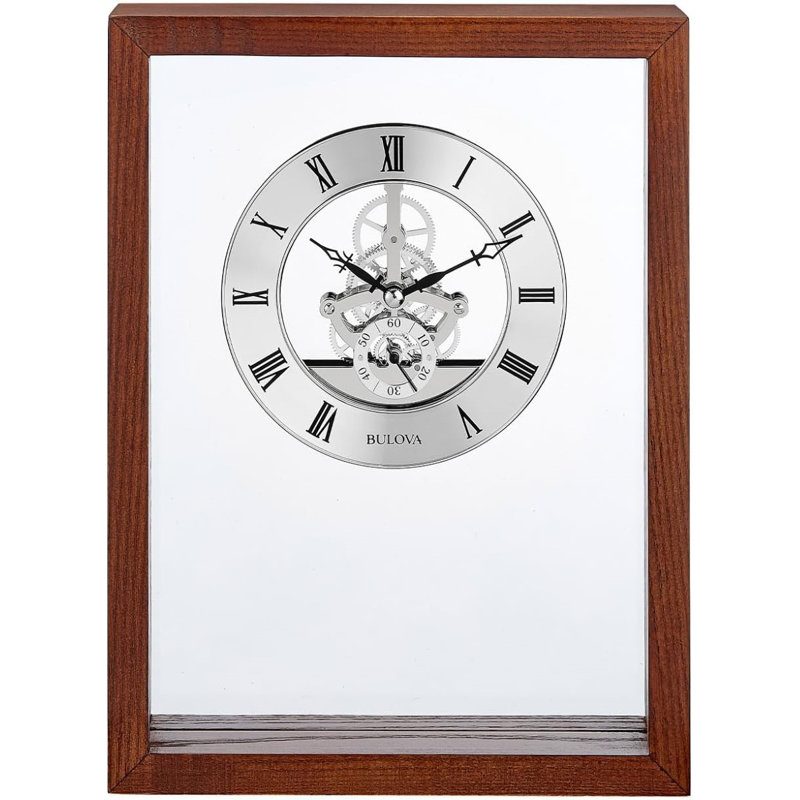 Bulova B1722 Engraver Glass Tabletop Wall Clock