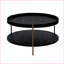 Ensemble de tables basses rondes à 2 niveaux en MDF noir Assemblage facile pour le salon
