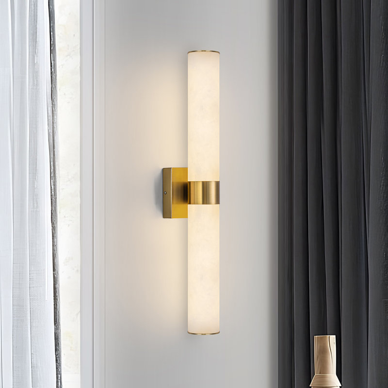 24" Alabaster Dimmable Led Cylindrical Wall Sconce
