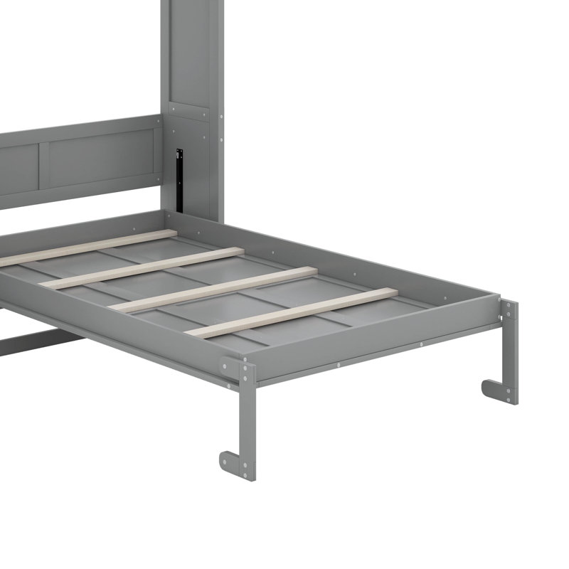 Lit escamotable double avec tablettes, Gris, Lit double