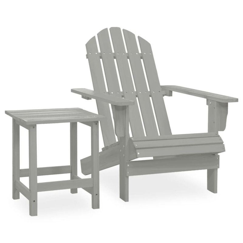 Swartz Fir Outdoor Adirondack Chair With Table , 69.5cm cm W 86.5cm cm D, Grey