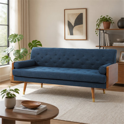 Aidan Mid-Century Modern Tufted Fabric Sofa