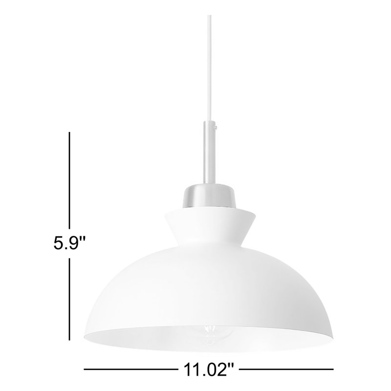 Luminaire suspendu simple à 1 lumière Gibran, Blanc