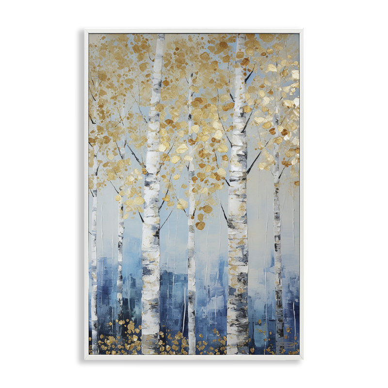 «Autumnal Birch Forest», art de la giclée encadrée par Roozbeh Bahramali, H 18 po x l 12 po