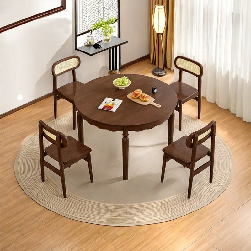 Ensemble de table de salle à manger créative en bois d'hévéa, 5