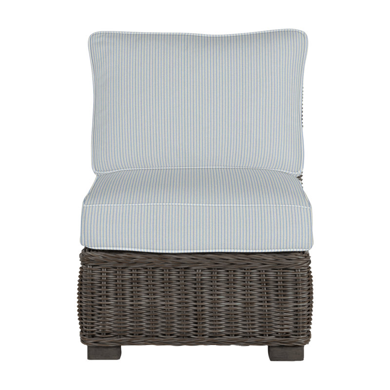 Rustic Woven Sectional Slipper Chair, Welt, Black Walnut, Herringbone Sand